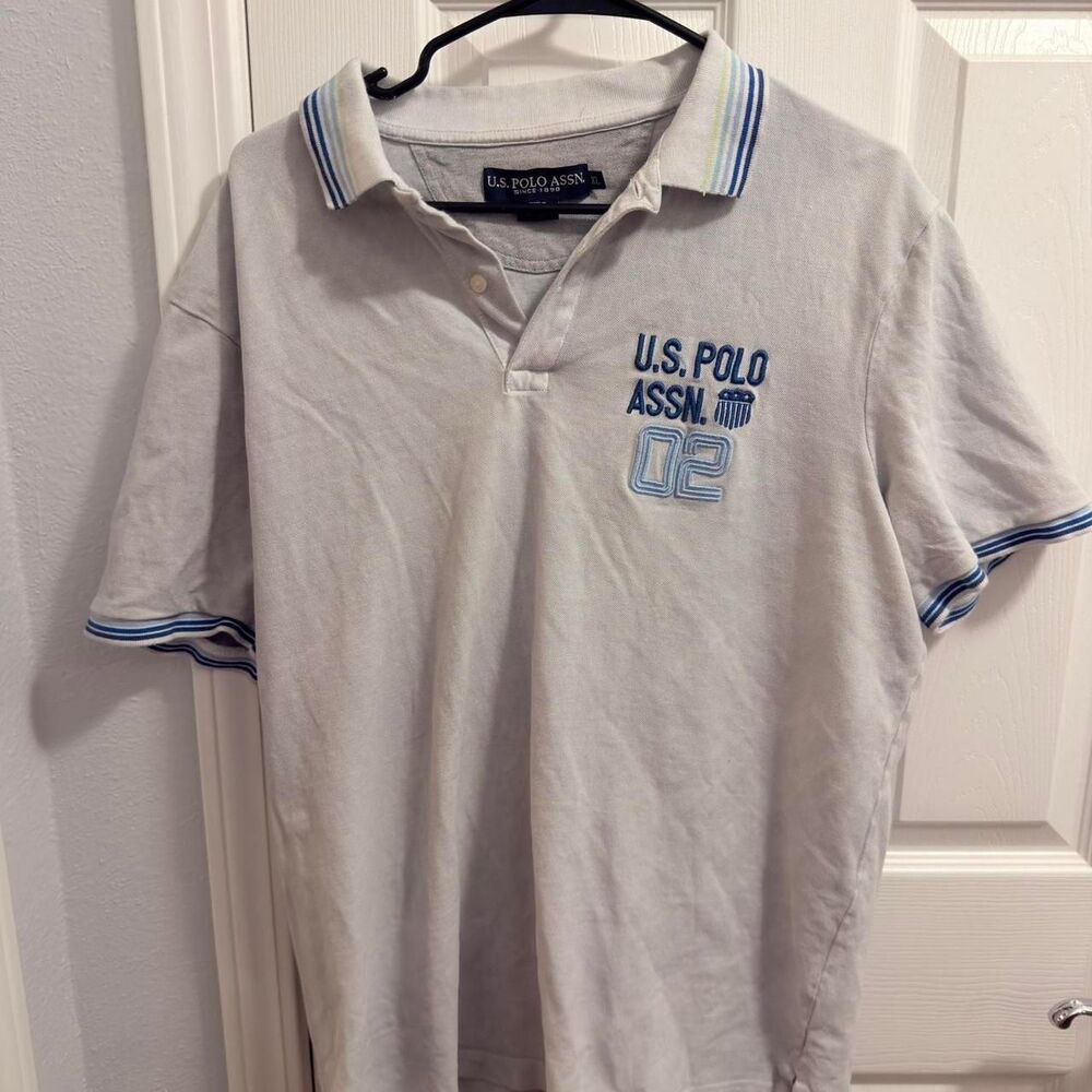 Us-polo-assn Men's Grey and White Polo-shirts